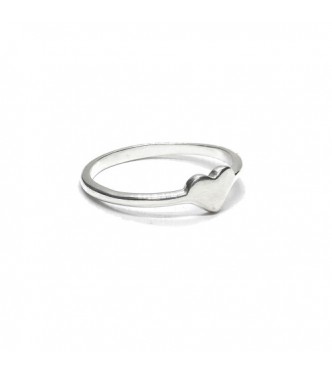 R002420 Handmade Sterling Silver Stackable Minimalist Ring Heart Solid Stamped 925